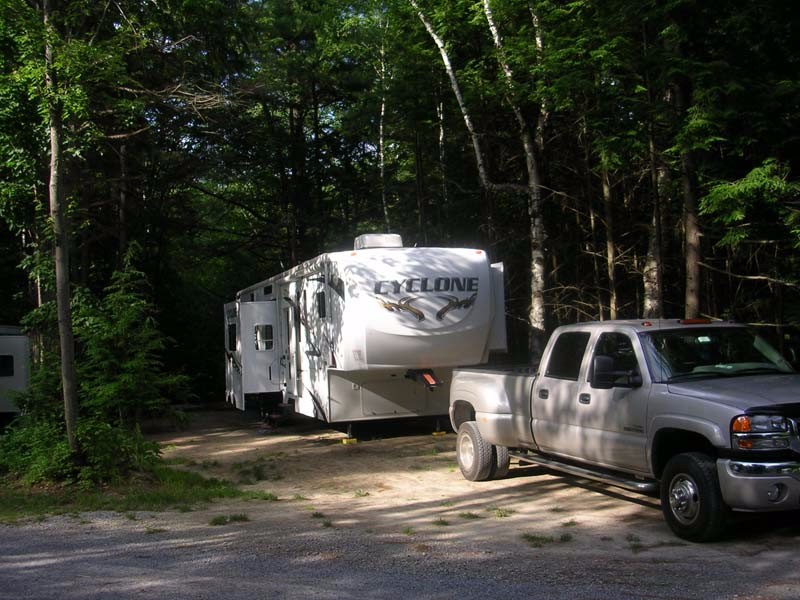 Fifth-wheel camper at Adirondack Camping Village